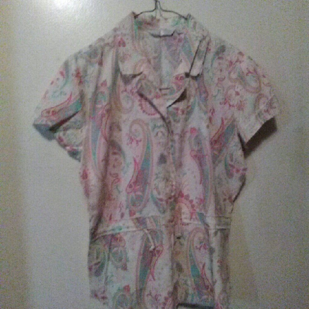 Short sleeve Paisley sinch waist