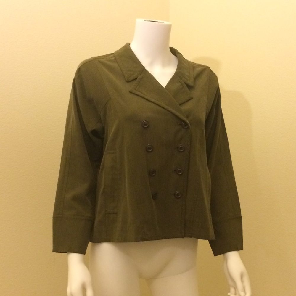 J Crew olive green double breasted jacket sz 0