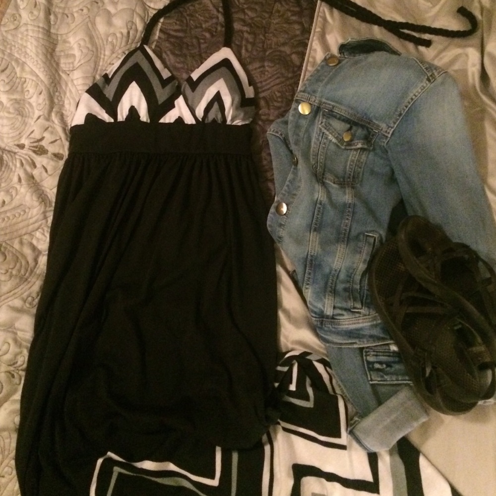 Chevron halter maxi dress