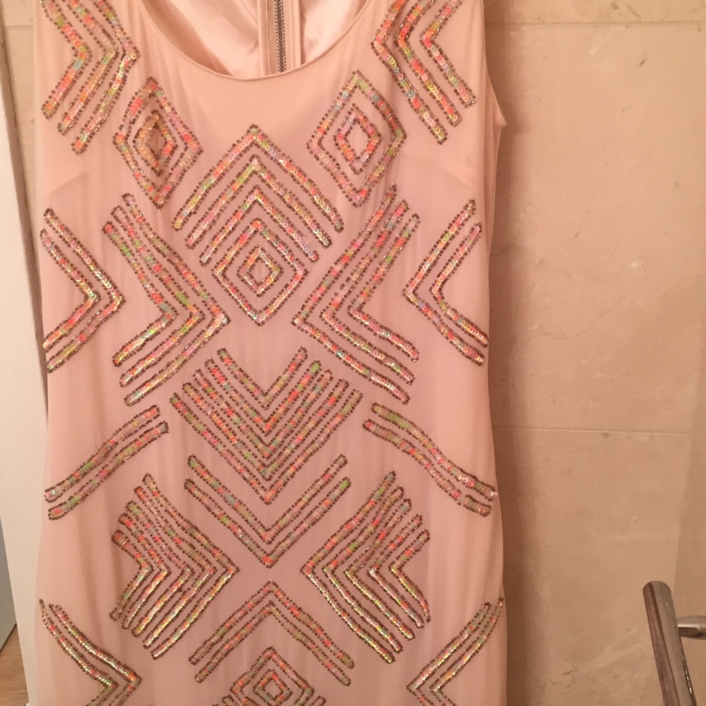 Blush pink dress with tribal designed sequins