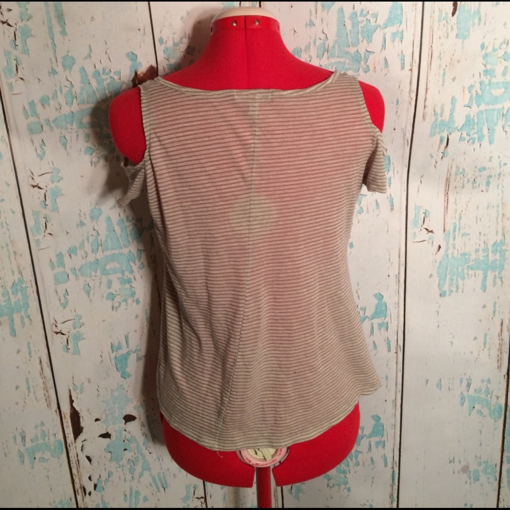 Striped Cold Shoulder Tee - Picture 2 of 4