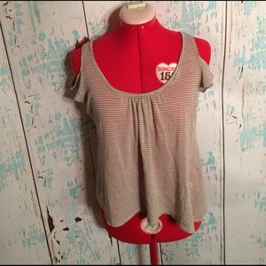 Striped Cold Shoulder Tee