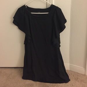 Short black flutter sleeve dress with pockets!