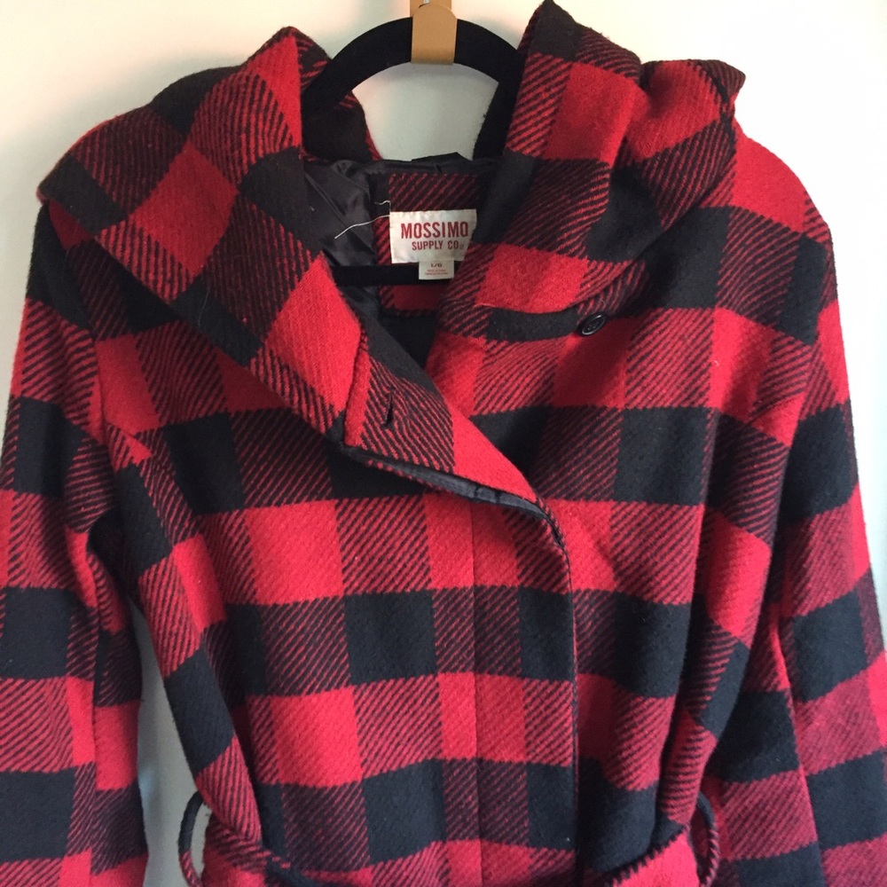 Buffalo check hooded coat