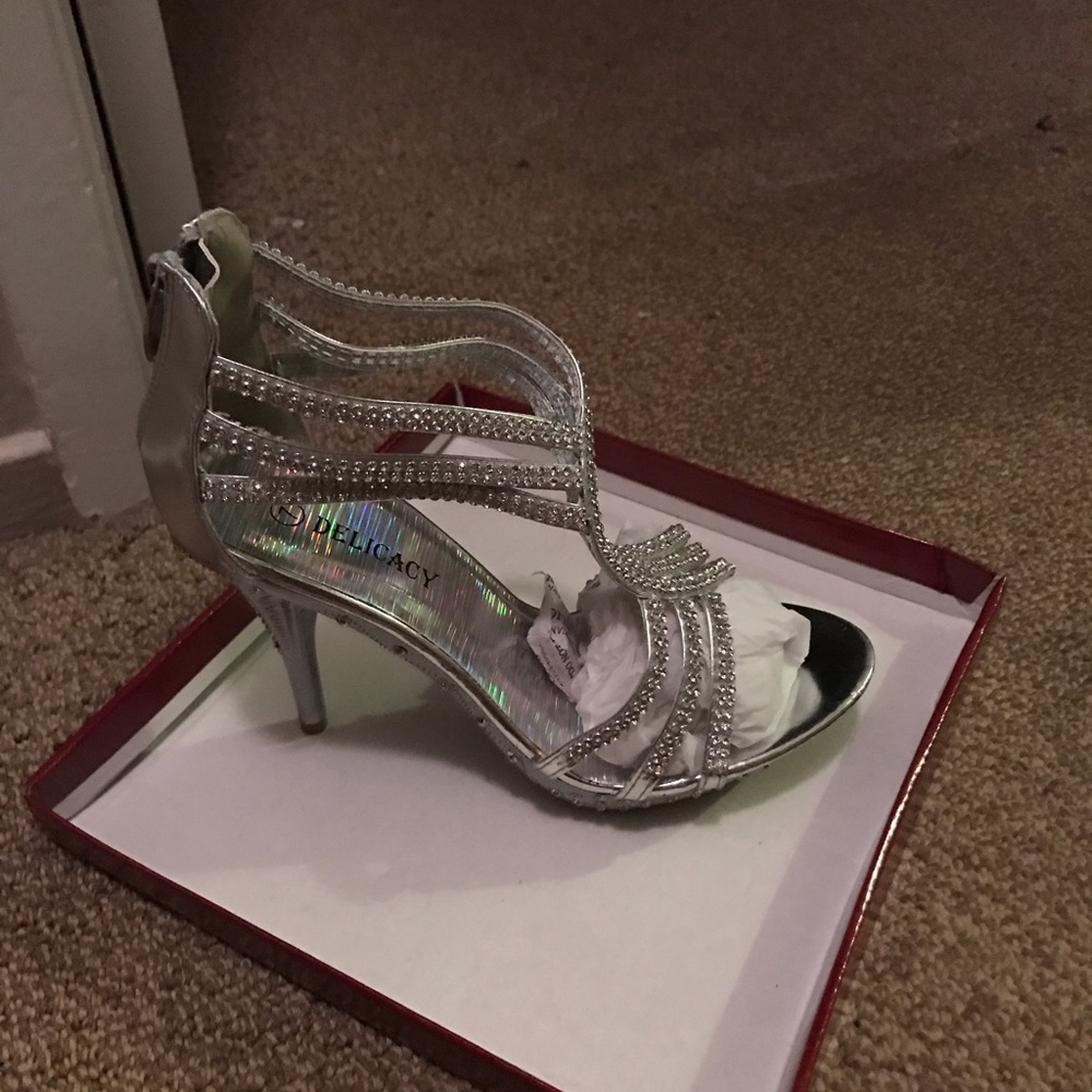 Silver bedazzled heels.