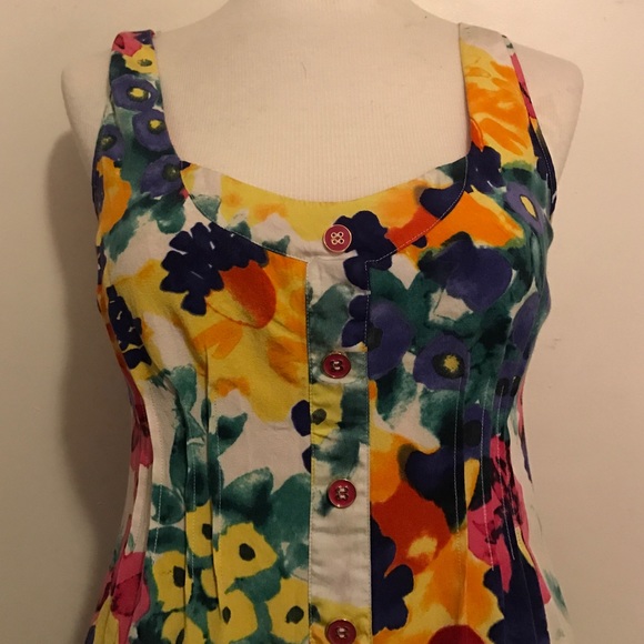 Walter Sz 6 floral dress silk cotton Pink Blue - Picture 2 of 4