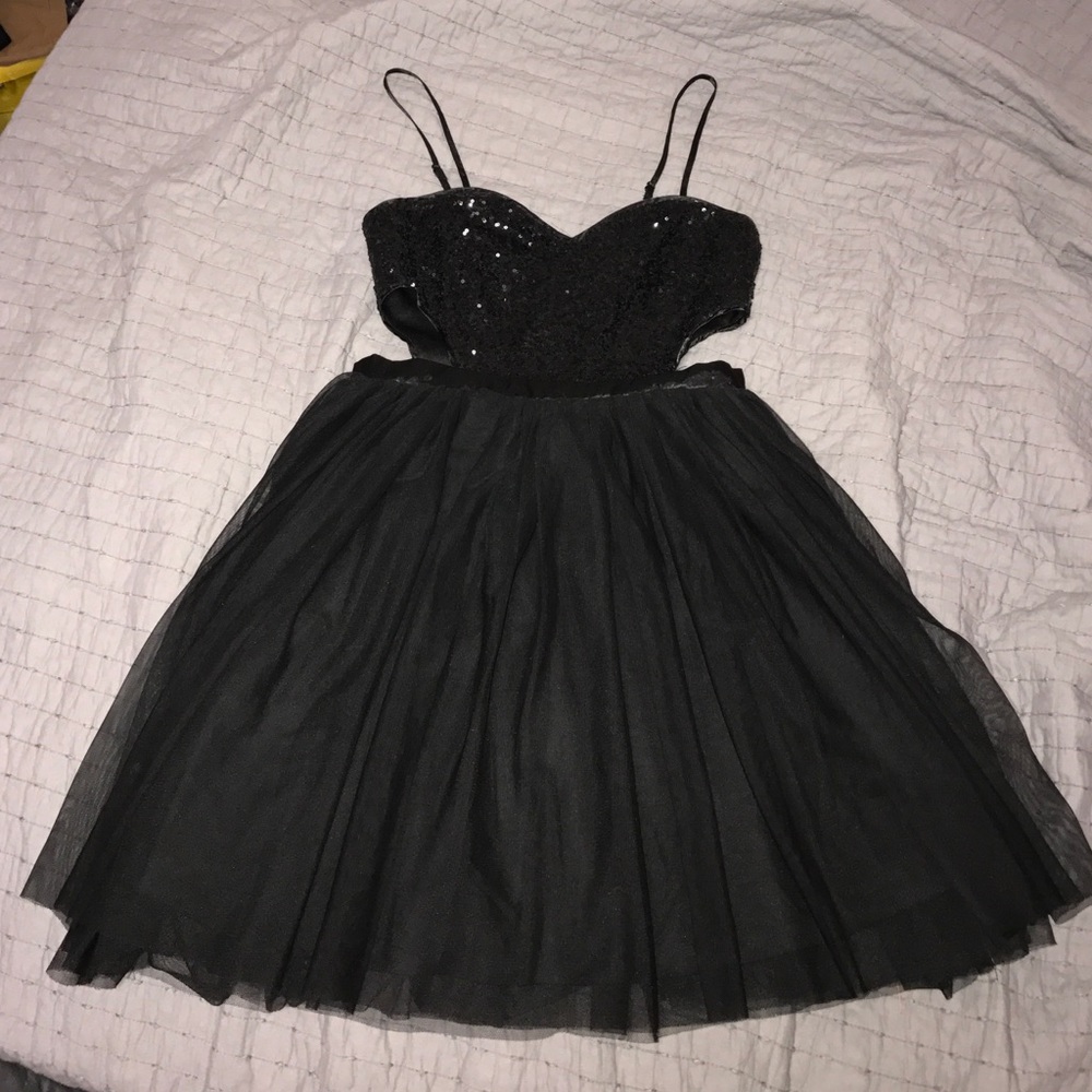 Black Sequin Mini Dress