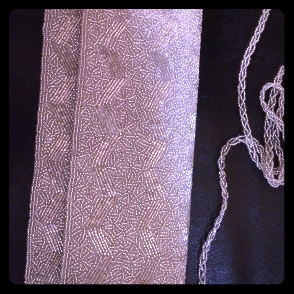 Silver beaded handbag