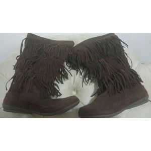 Espresso Brown Fringe Boots