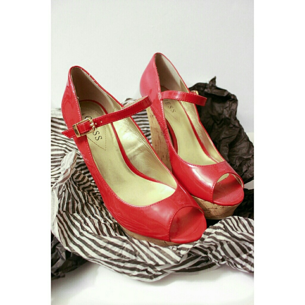 Patent Red Guess Cork Wedges 😍😍😍