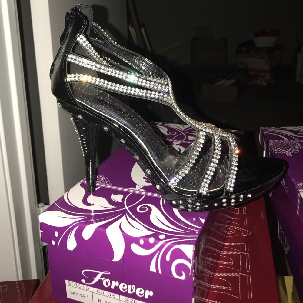 Black dedazzed heels