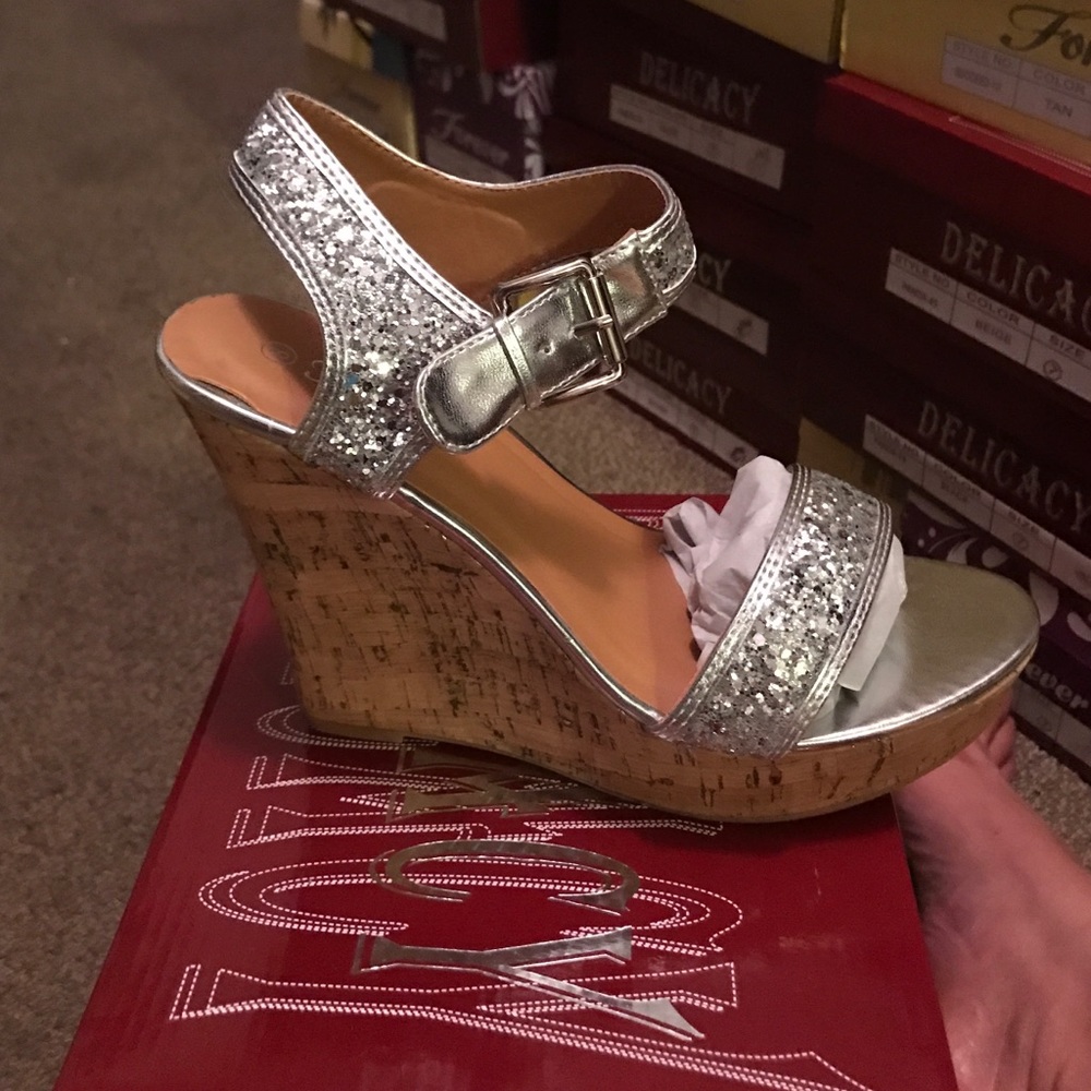 Silver bedazzled heels