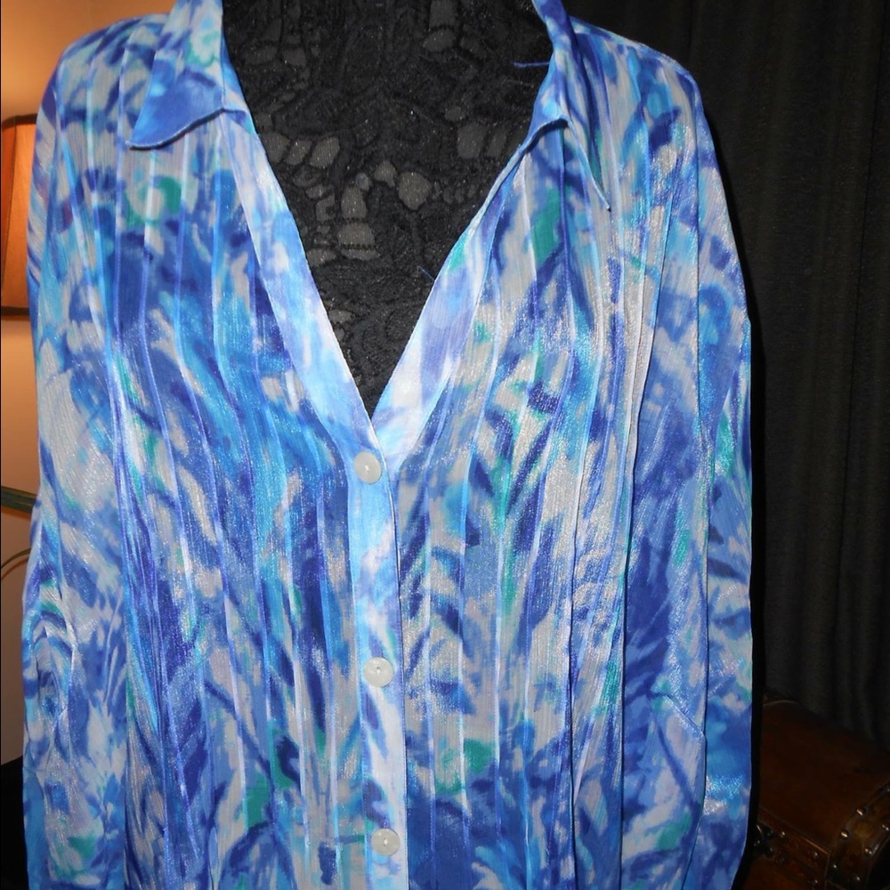 5x Blues sheer shimmer Maggie Barnes blouse