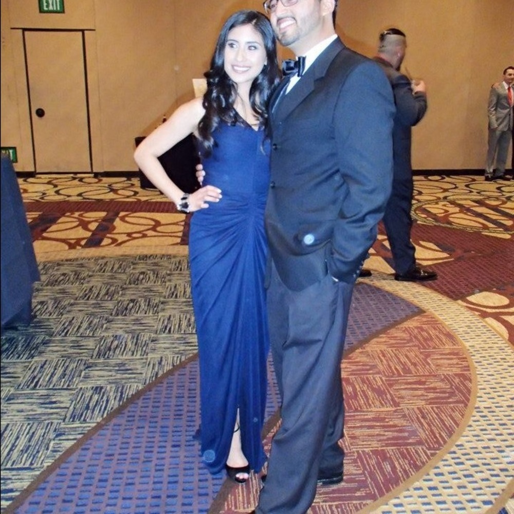 Navy Blue Gown with Front Slit