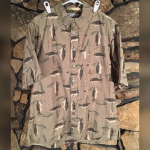 COLUMBIA RIVER LODGE BASS FISH BUTTON SHIRT NWOT