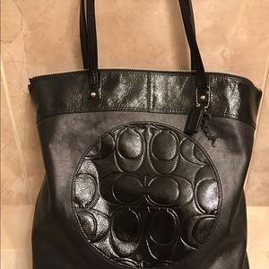 Coach zippered black tote bag size 12" x 15"