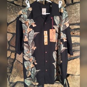 JAMAICA JAXX HAWAIIAN PRINT SILK BUTTON SHIRT