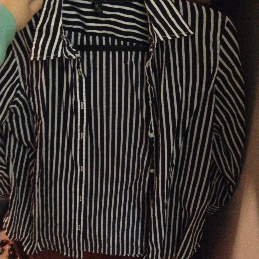 Ralph Lauren navy and white button down