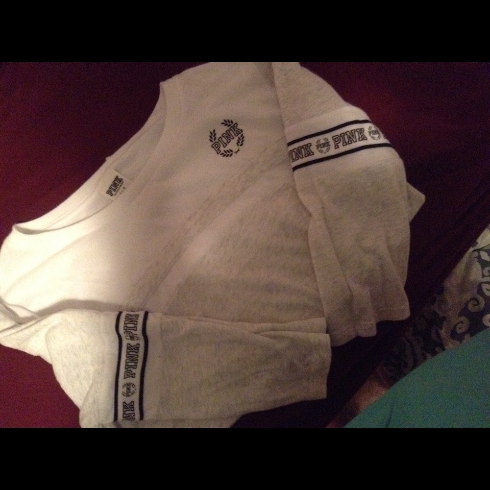 Pink logo  crew in heather gray