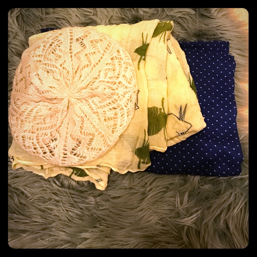 Knitting wool cap and scarf