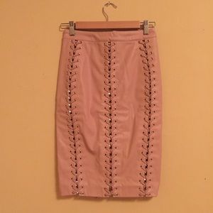 Pink Vegan Leather Bodycon Skirt