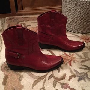 Franco Sarto Red Cowboy Booties