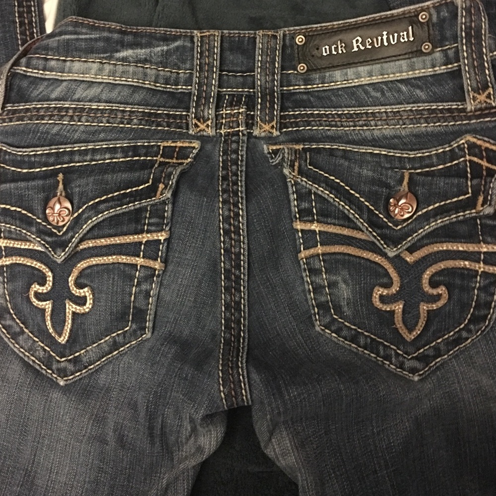 Rock and revivals jeans size white/brown stitching
