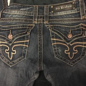 Rock and revivals jeans size white/brown stitching