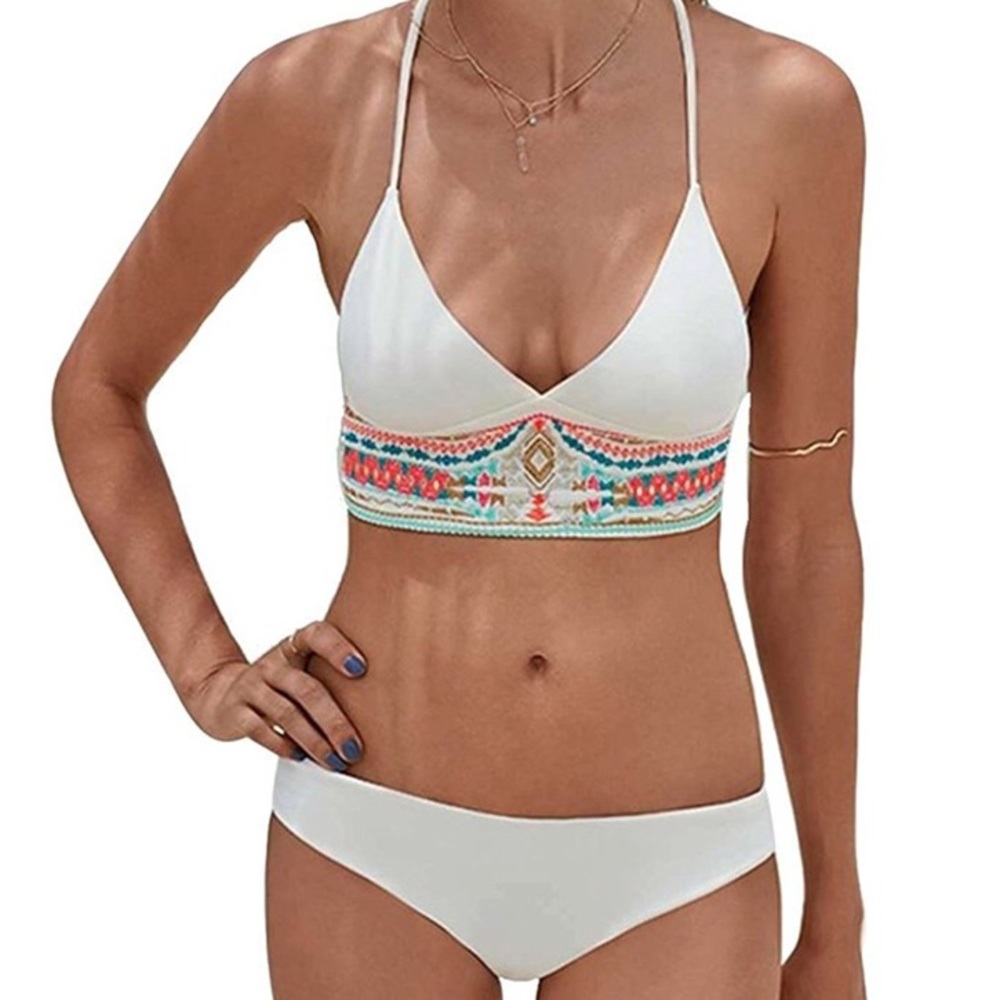 White Tribal Print Bikini