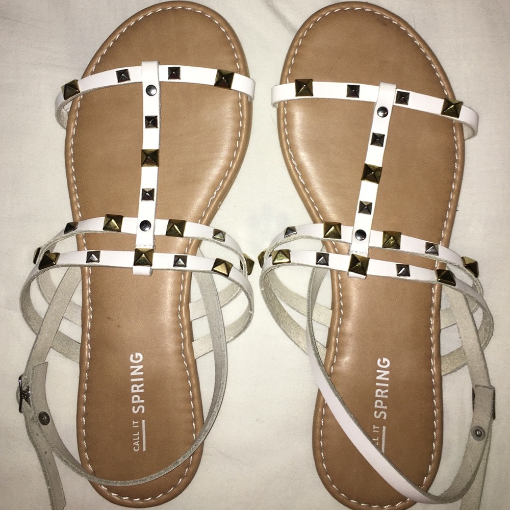 Studded white sandals