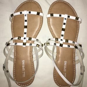 Studded white sandals