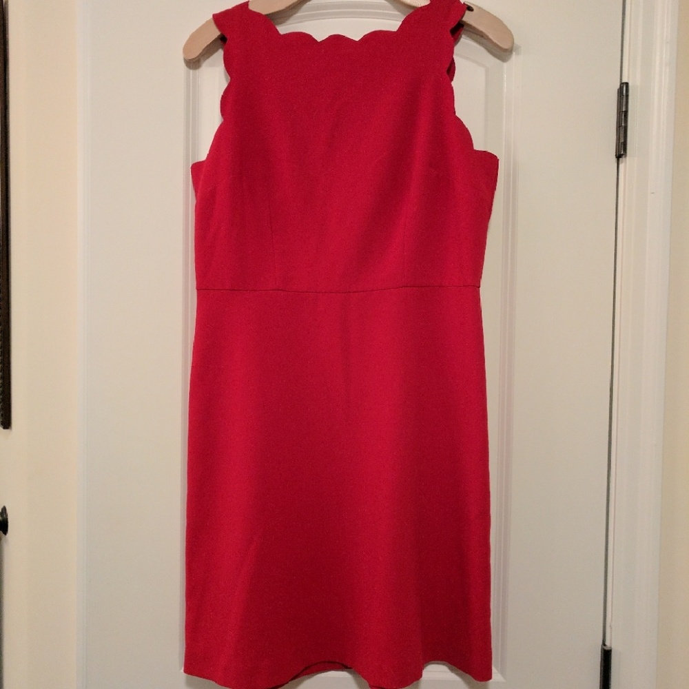 LOFT | Red Scallop Neckline Dress