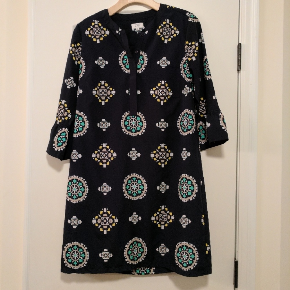 Crown & Ivy | Navy Bell Sleeved Dress