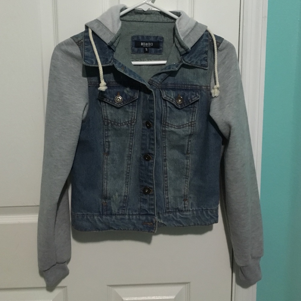 Gray Denim Hooded Jacket