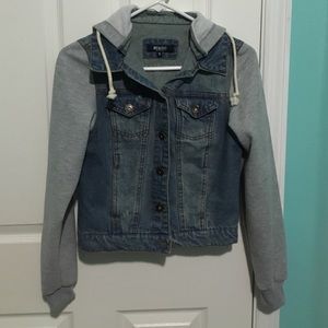 Gray Denim Hooded Jacket