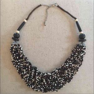 Brown Beaded Bib Necklace