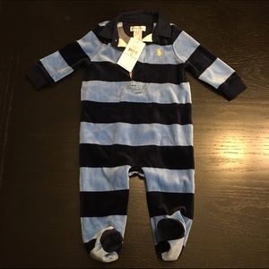 Ralph Lauren Velour Collared Polo Footie 6mos