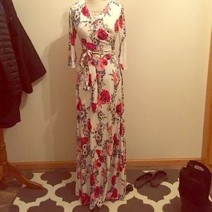 Maxi faux wrap dress