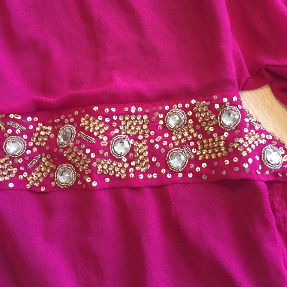 Jewel belted pink cocktail dress - Picture 2 of 5