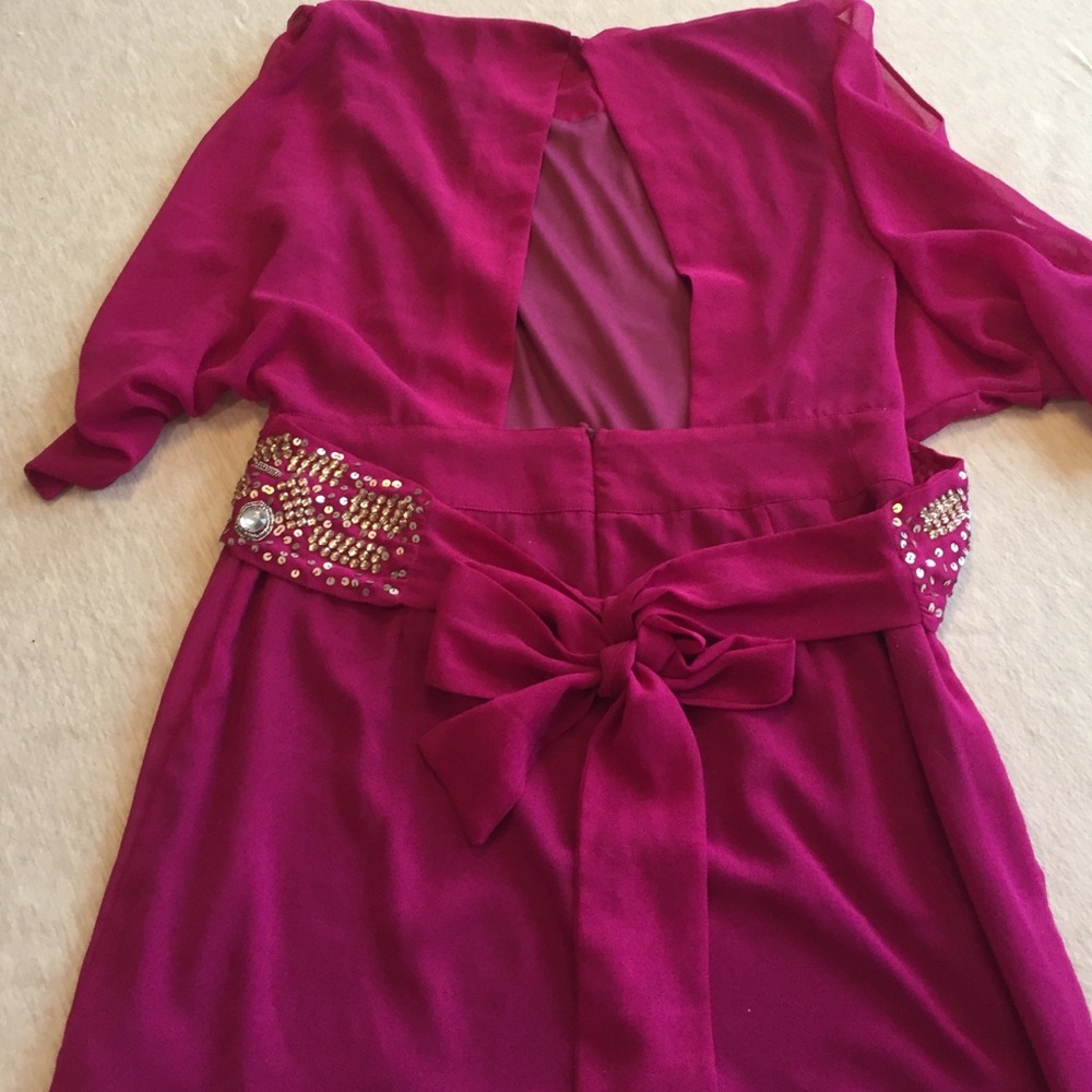 Jewel belted pink cocktail dress - Picture 3 of 5