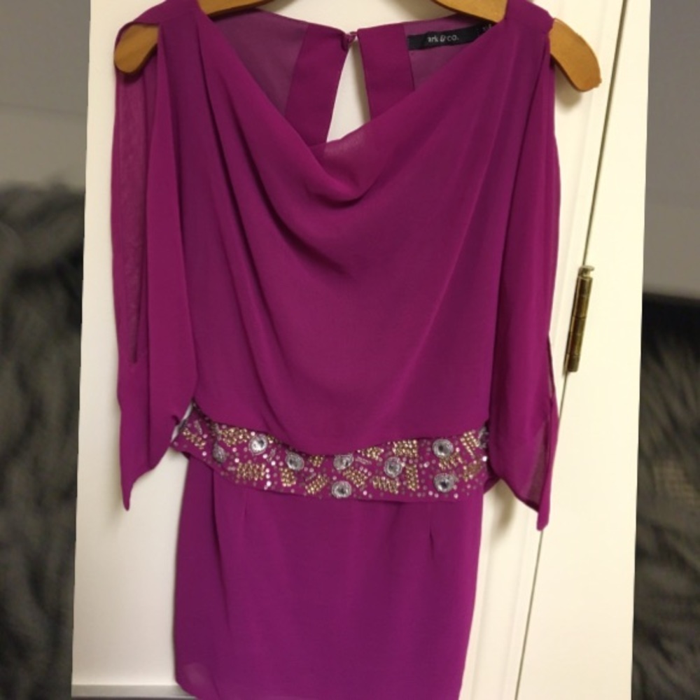 Jewel belted pink cocktail dress - Picture 4 of 5