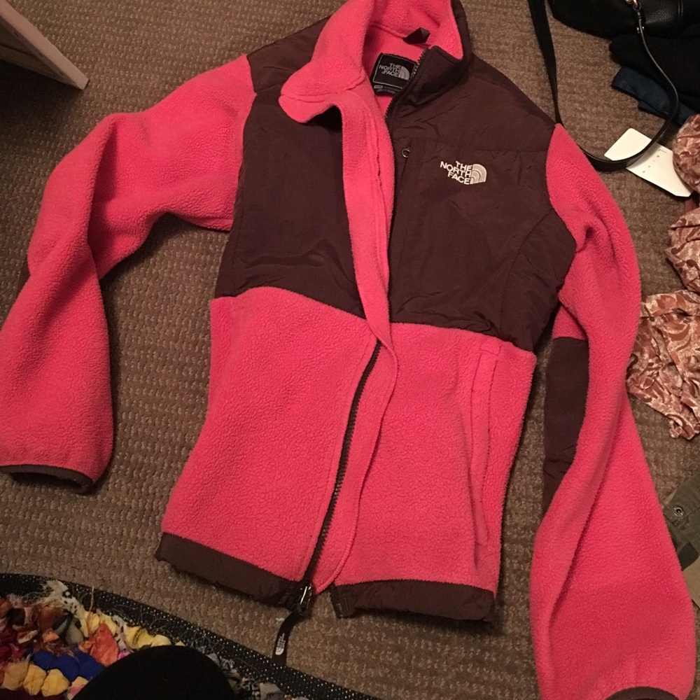 Salmon colored North face