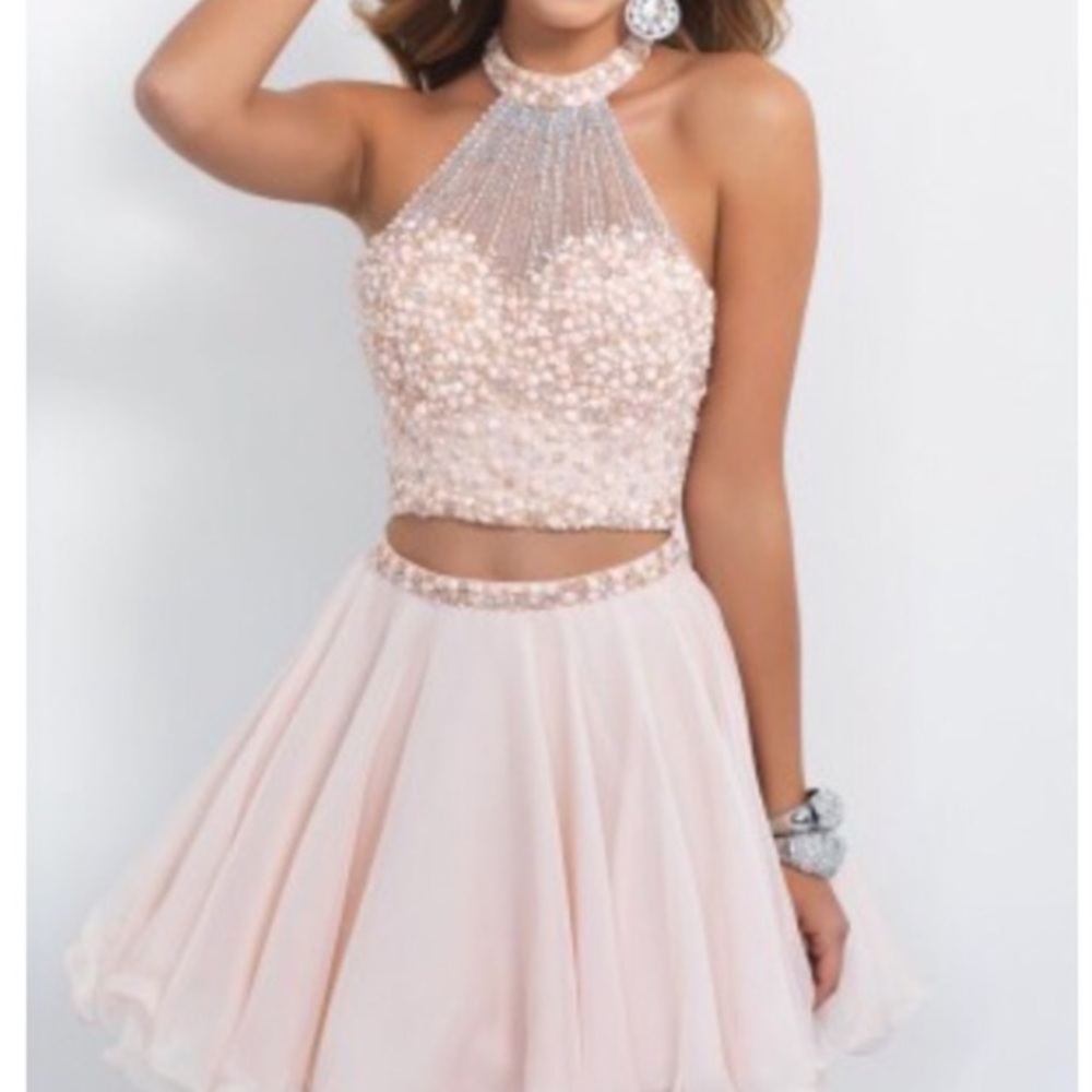 Halter mini dress! Cute Champagne color!