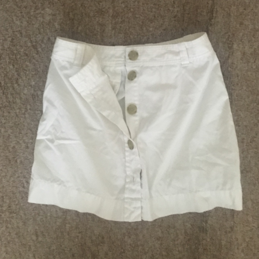 <J crew> white button skirt