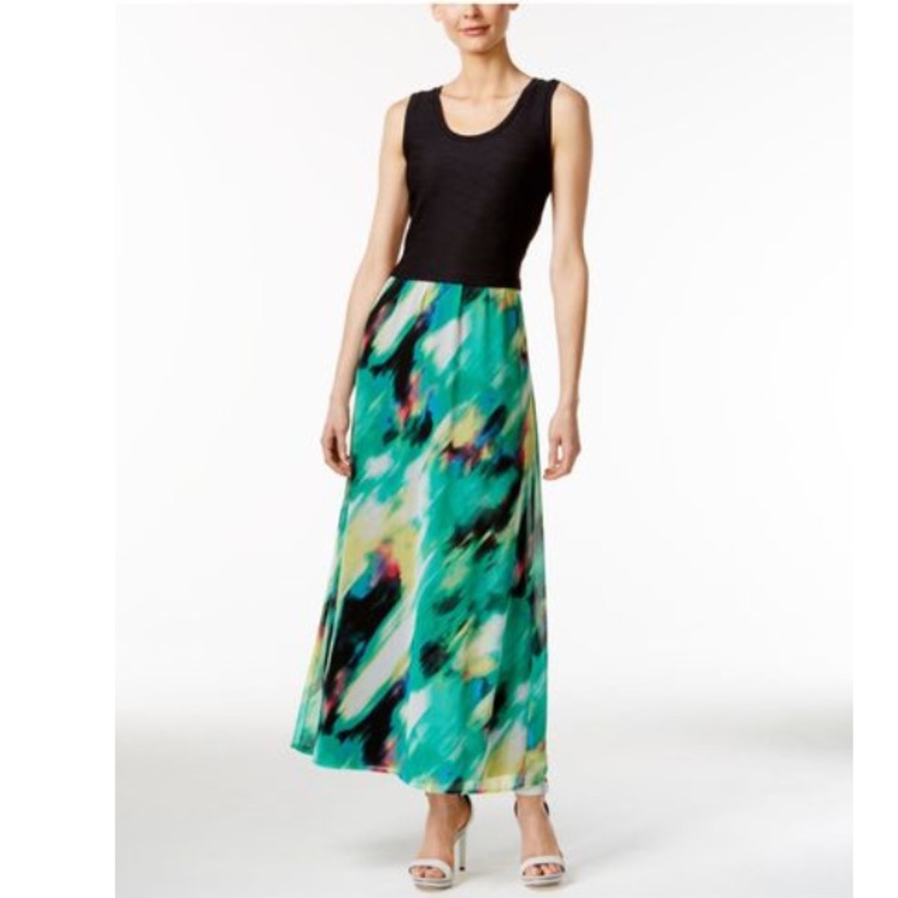 Calvin Klein Printed Sleeveless Maxi Dress