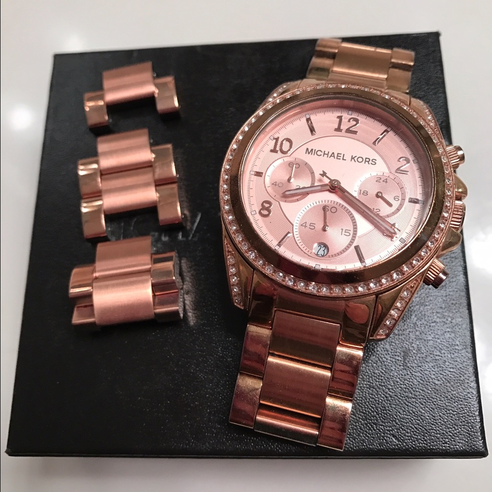 $65 Michael Kors Rose Gold Rhinestone Watch