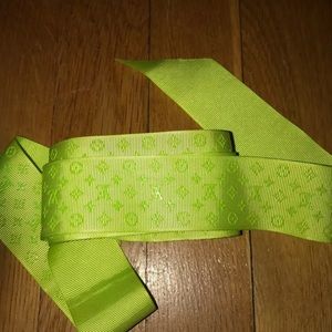 LOUIS VUITTON Ribbon and Tag lot lime green RARE!