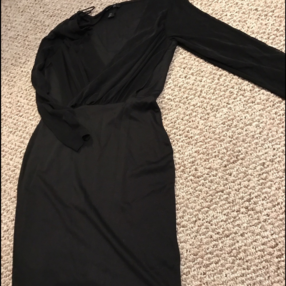 Midi v neck mesh dress