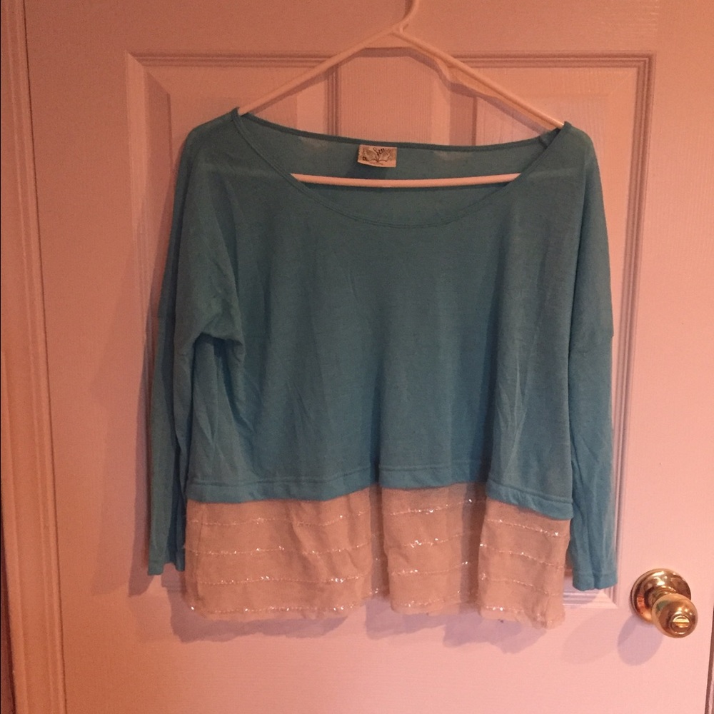 Free people xs crop sequin top