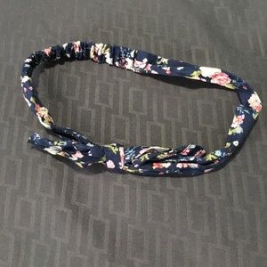 Floral Navy Blue Bow Headband